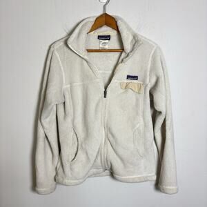 Patagonia Re Tool White Zip Up Fleece Jacket Size Medium